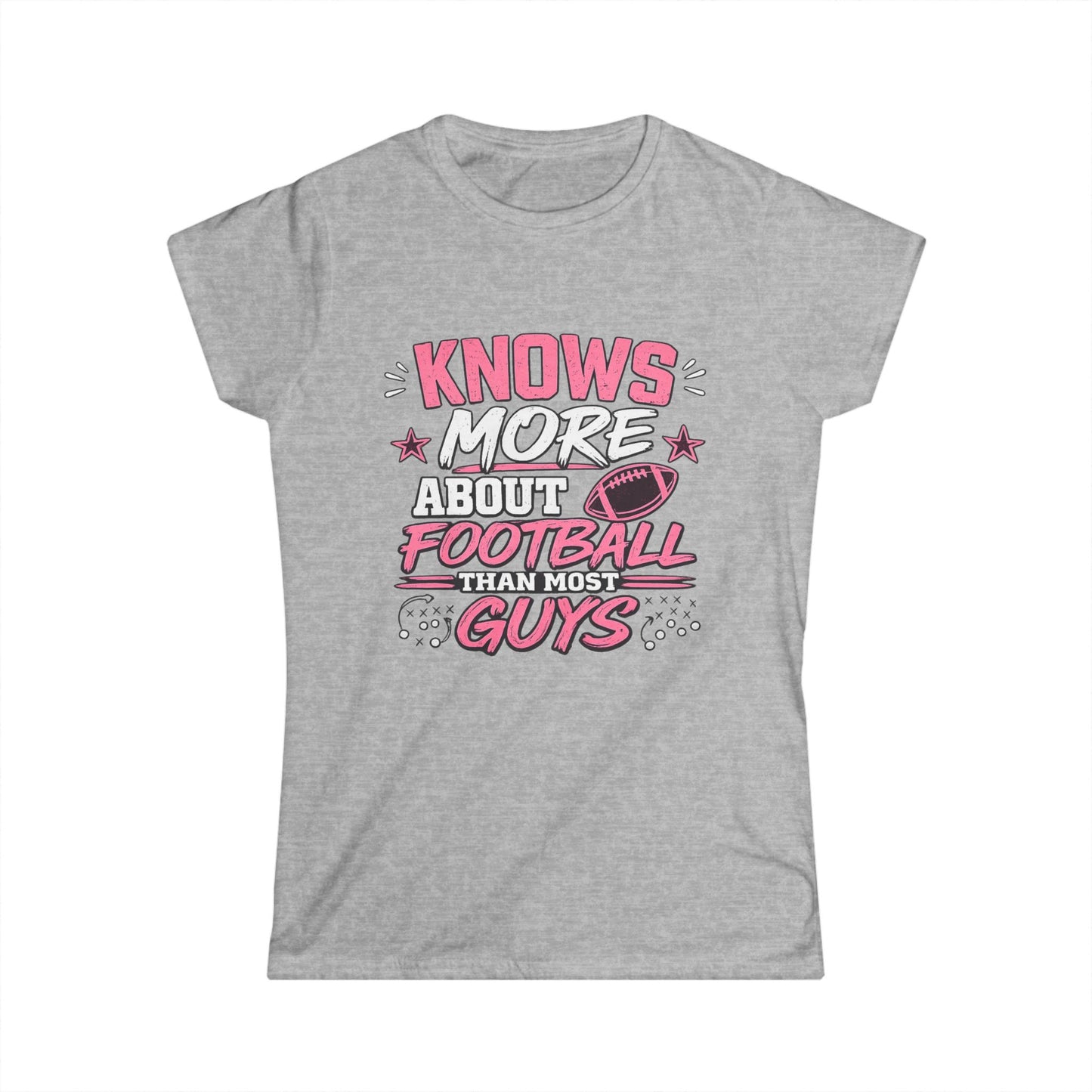 "Knows More About Football Than Most Guys" Pink Graphic