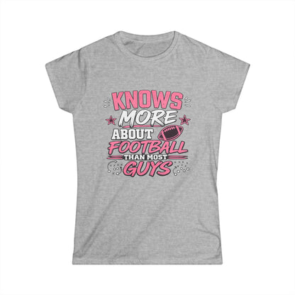 "Knows More About Football Than Most Guys" Pink Graphic