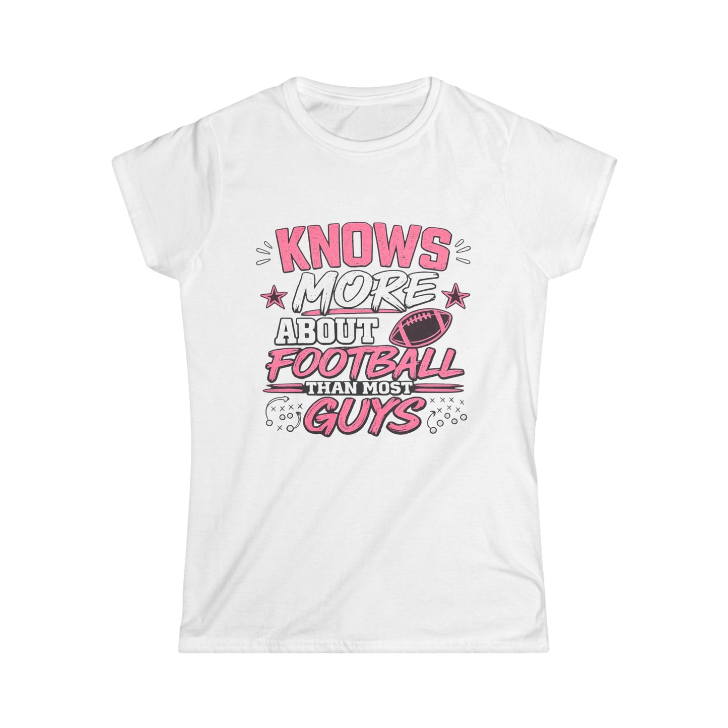 "Knows More About Football Than Most Guys" Pink Graphic