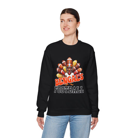 Cincinnati Bengals Thanksgiving Football Crewneck Sweatshirt
