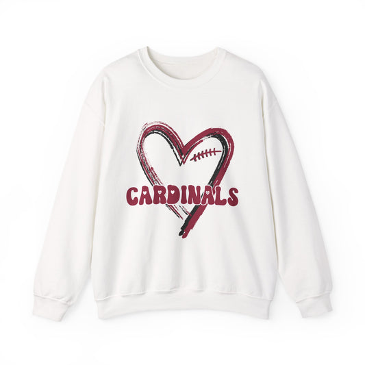 Cardinals Football Heart Crewneck Sweatshirt