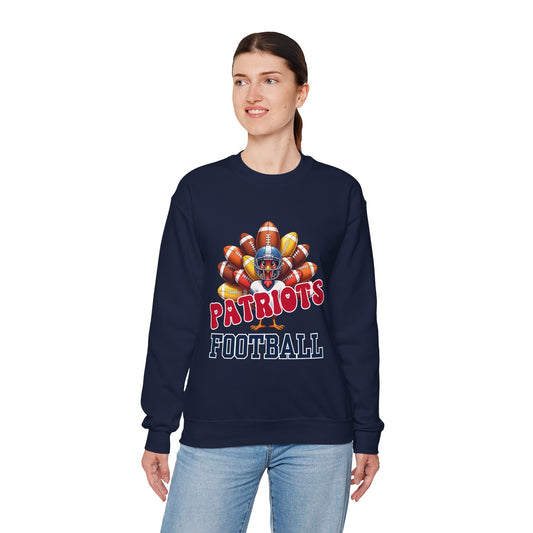 New England Patriots Thanksgiving Football Crewneck Sweatshirt