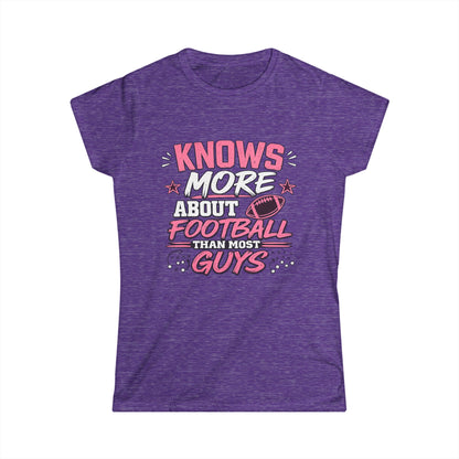 "Knows More About Football Than Most Guys" Pink Graphic